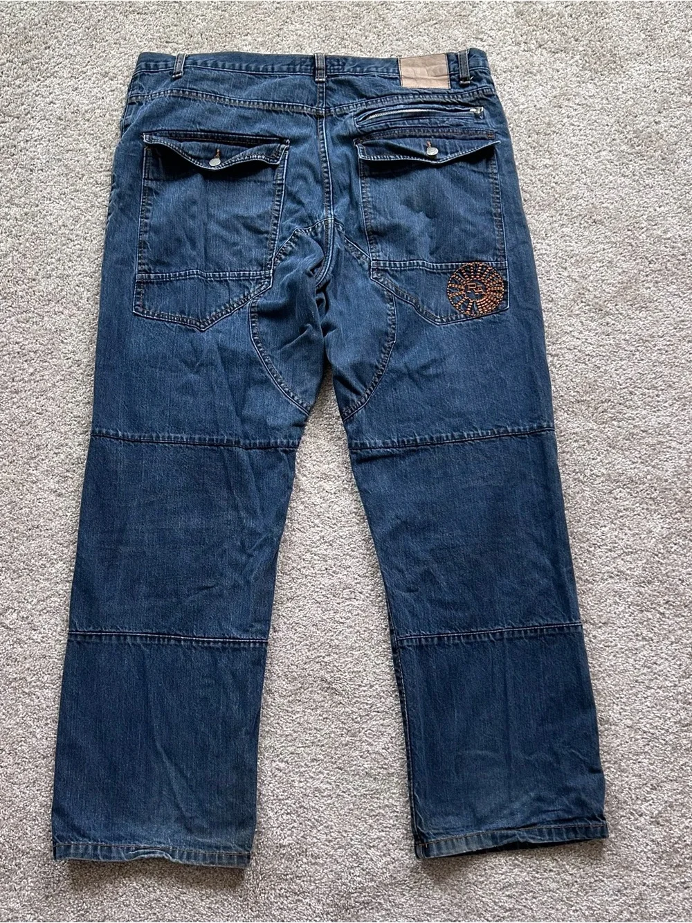 Red Ape Authentic Cargo Carpenter Jeans | Men's 40x32 | Dark Wash Y2K Baggy